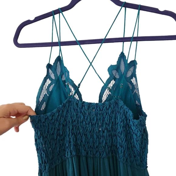 NWOT Free People TEAL Adella Maxi Dress - Picture 9 of 11